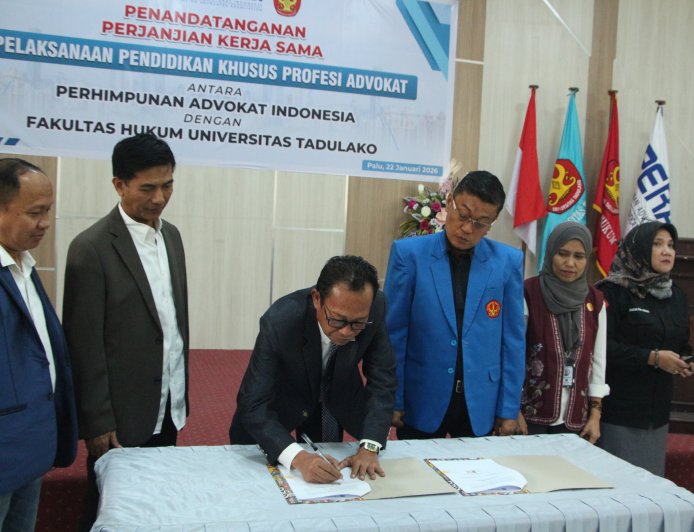 DPC PERADI PALU dan Fakultas  Hukum Untad Resmi Jalin Kerjasama Penyelenggaraan PKPA