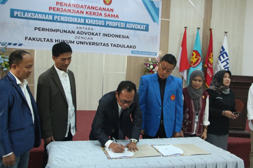 DPC PERADI PALU dan Fakultas  Hukum Untad Resmi Jalin Kerjasama Penyelenggaraan PKPA